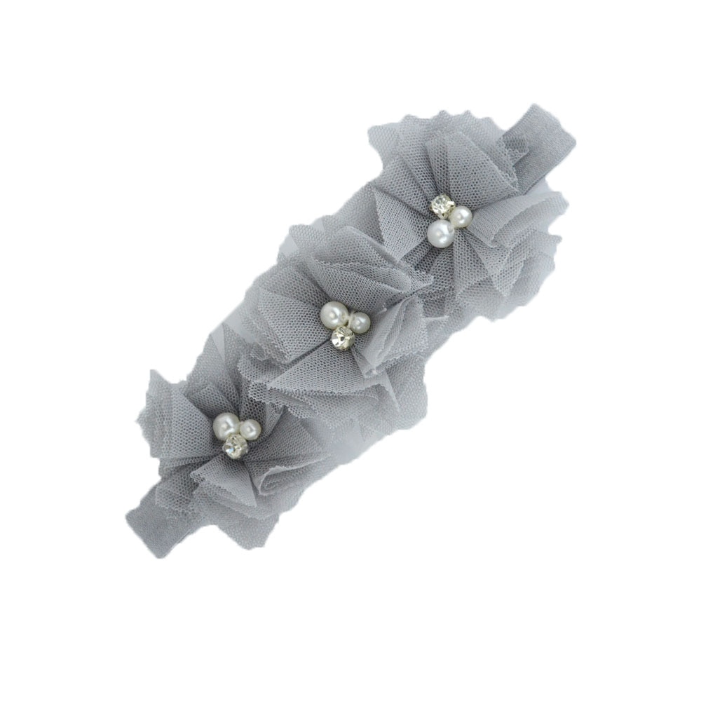 1 Pcs Baby Girls Pearl Flower Headbands Newborn Chiffon Headwear Ribbon Elastic Hairband Cute Todder Kids Hair Accessories