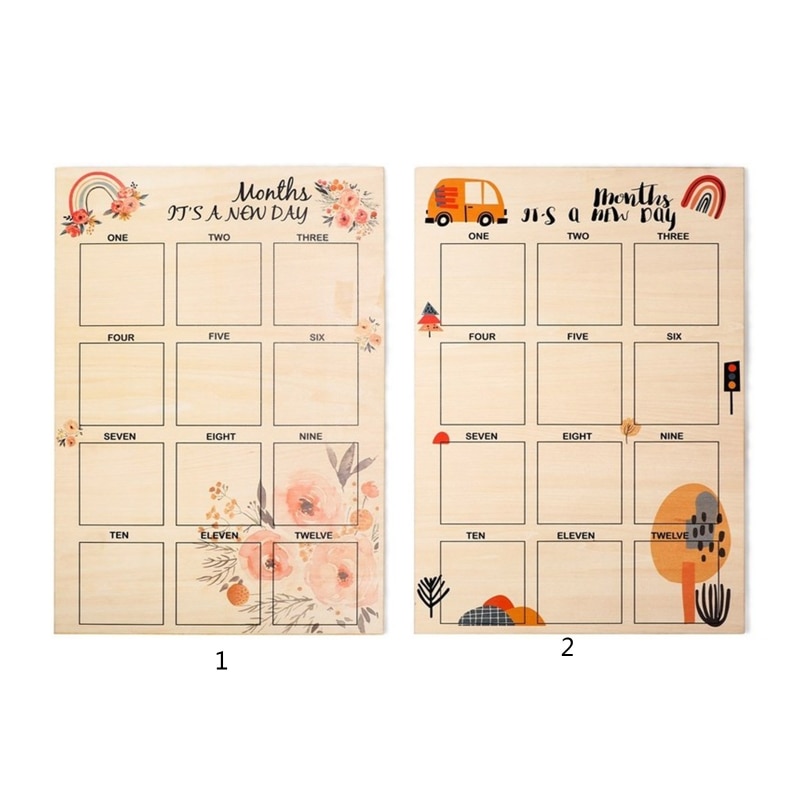 Baby Monthly Milestone Photo Card Wooden Milestone Board Pregnancy Thick Card Perfect Keepsake for New Mommy Gift