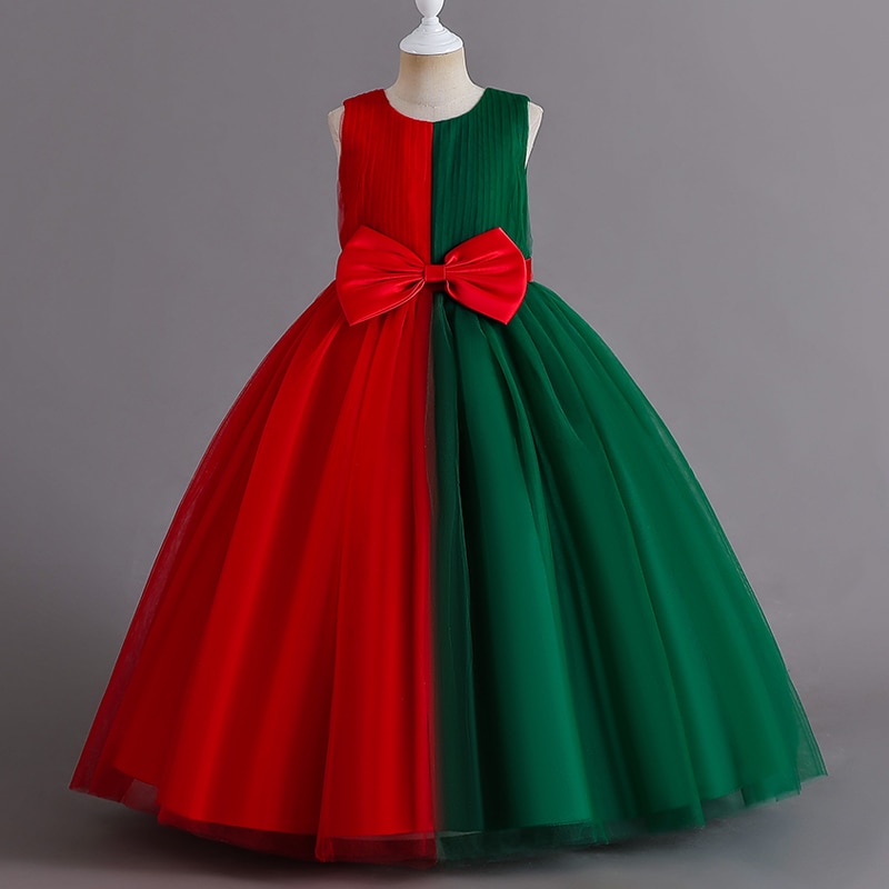 Girl dress Christmas element dress Sleeveless dinner dress Evening dress piano performance violin performance