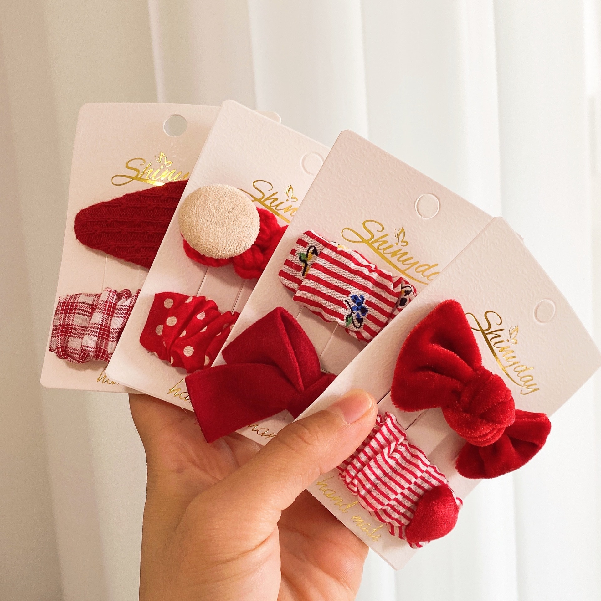 2Pcs/Set Red Baby Hair Clips for Girls Velvet Bows Cute Children Hair Accessories Cotton Barrettes Vintage Kids Hairgrips