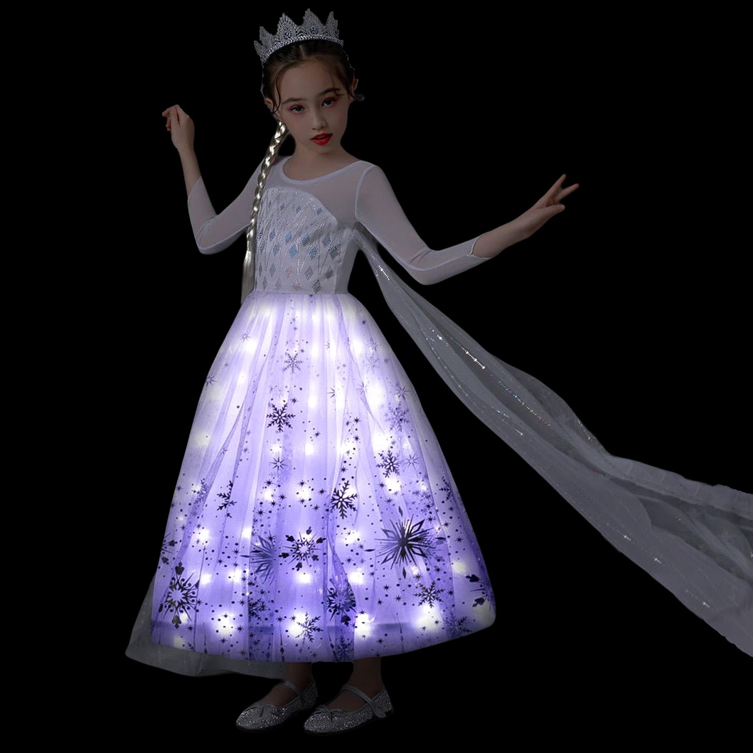 Frozen 2 Elsa Anna Princess LED Light Up Dress Cosplay Costume Summer Carnival Dress Christmas Birthday Party Ball Gown Clothes