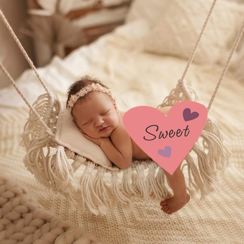 Crochet White Hammock Newborn Baby Photography Props Crochet Baby Photo Shoot Knitted Hanging Bed Newborn Posing Bed