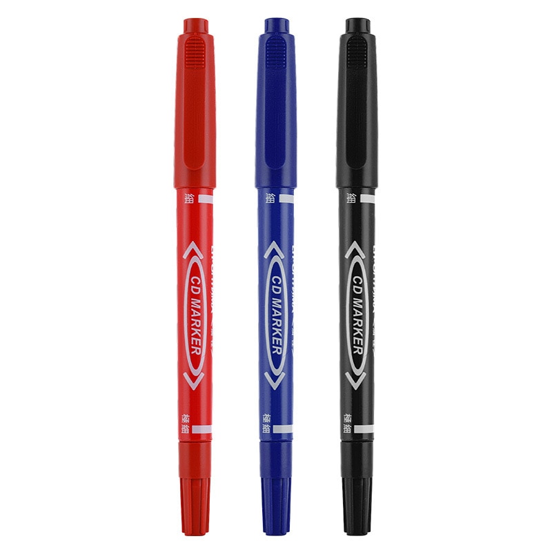 3Pcs Permanent Marker Double Head Indelible Marking Pen Waterproof Ink Fine Spot Ink 0.5/1.0mm Round Head Color Paint Marker Pen
