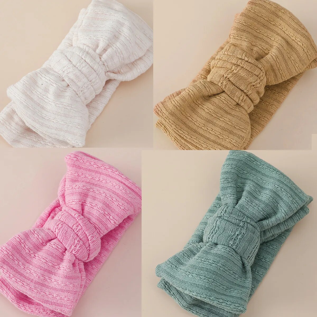 Jacquard Print Bow Newborn Headband Baby Girl Bowknot Elastic Headbands Child Knit Warm Turban Headwrap Toddler Hairbow Headwear