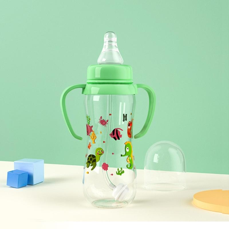 Lightweight Baby Feeding Bottle PP Milk Bottle with Handle Baby-feeding Bottle 250ml fitting for Infant Newborn 4-color