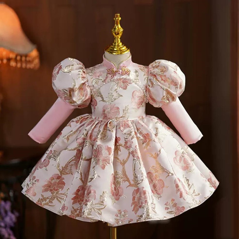 Autumn Winter New Children's Princess Evening Gown Wedding Birthday Baptism Party Dresses For Girls Eid A2278