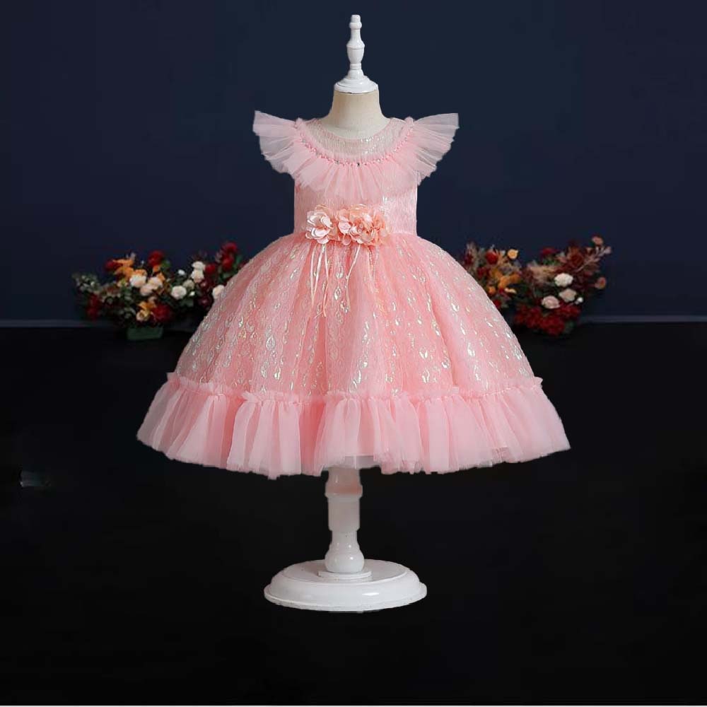 Girl's Clothing Pink Sequin Princess Flower Girl Dress And Ball Gown For Kid Attending Birthday Party