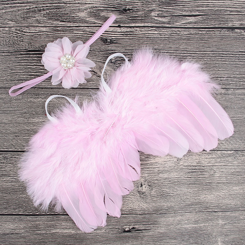 Fashion Handmade Baby Wings Headband Set Toddler Girls Hair Accessories Outfits Photography Props