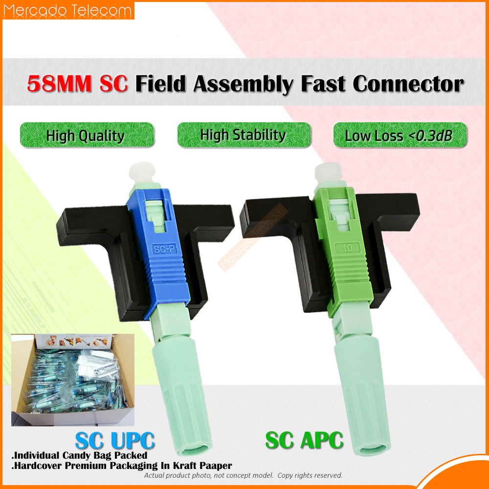 High Quality 58mm SC/UPC SC/APC SM Quick Coupler LX58 Fiber Optic Embedded Fast Connector 0.15dB Box Packing