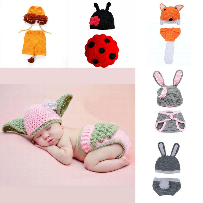 15 Styles Optional Crochet Knitted Newborn Photography Props Photo Accessories Baby Costume Boys Girls Photographie Clothes