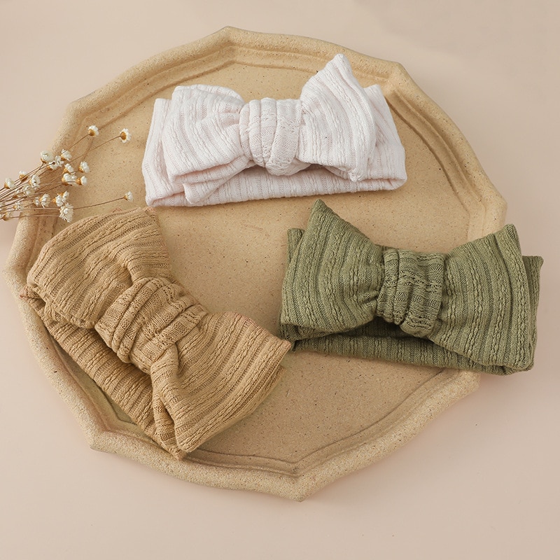 New Colors Jacquard Baby Headbands Rib Bow Elastic Soft Newborn Headbands for Baby Girl Children Turban Kids Hair Accessories