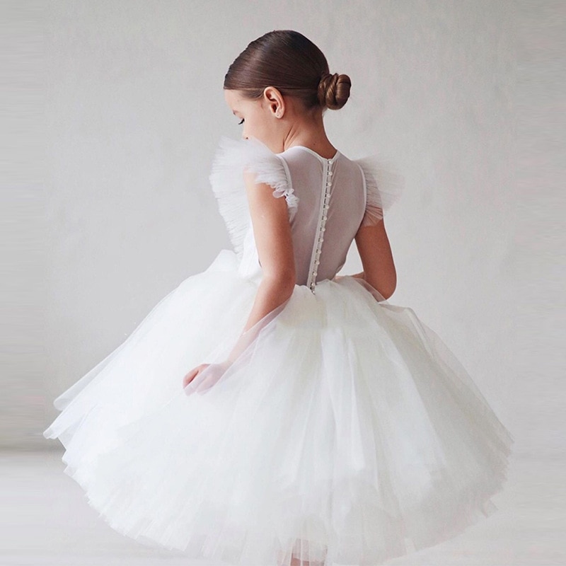 Baby Girls Feifei Sleeve Princess TuTu Dress Fashion Cosplay Costume Teen Children's Prom Dresses Kids Birthday Party Cloth