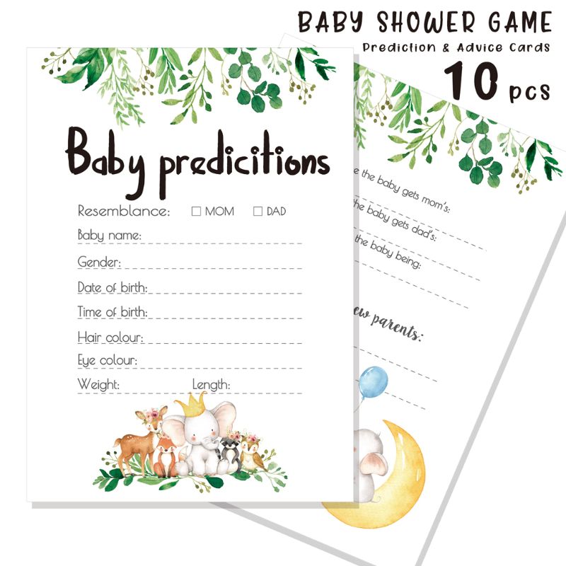 10PCS/SET Baby Shower Predictions and Advice Cards by Hat for acrobat Floral Baby Shower Games and Activities