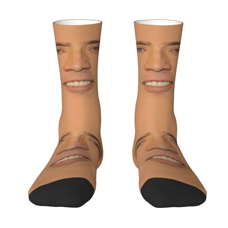 Nicolas Cage Full Face Mens Crew Socks Unisex Cute 3D Printing Funny Meme Dress Socks