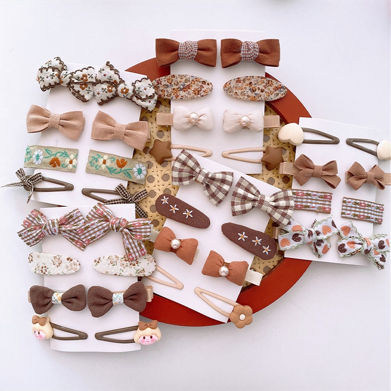 8Pcs/Set Cartoon Printing Bows Baby Hair Clips Girls Sweet Hairpins Cute Print Boutique Kids Headwear Hairclip Hair Accessories