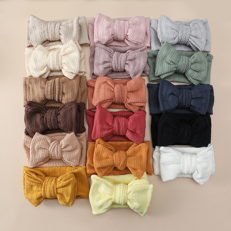 Newborn Baby Headband For Girls Bowknot Headwear Elastic Knit Children Turban Baby Bow Soft Nylon Kids Headwear Hair Accessories