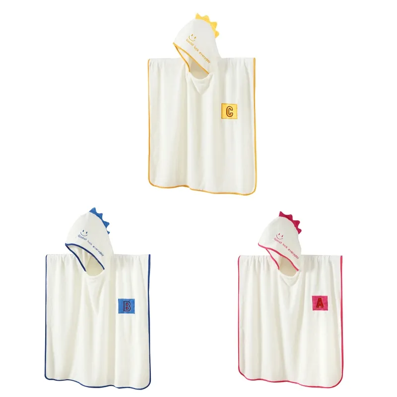 Hooded Towel Soft Coral Fleece Bath Poncho Bathrobe for Babies Swim Beach Accs