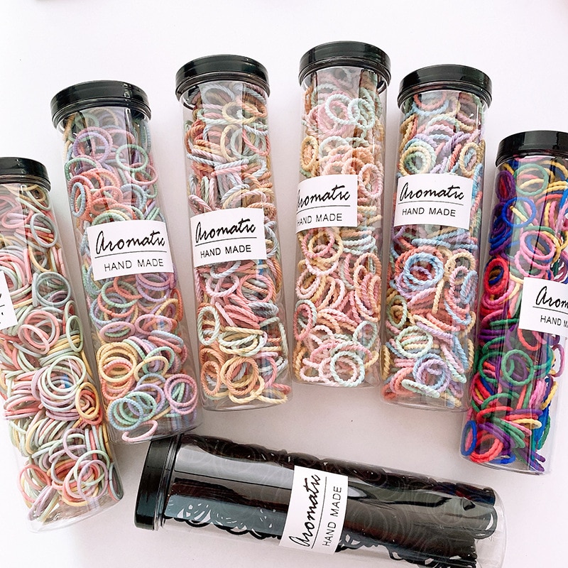 300pcs/box Kids Elastic Hair Bands for Children Girls Hair Plait Tie Rope Baby Girls Headwear Hair Bands Accessories