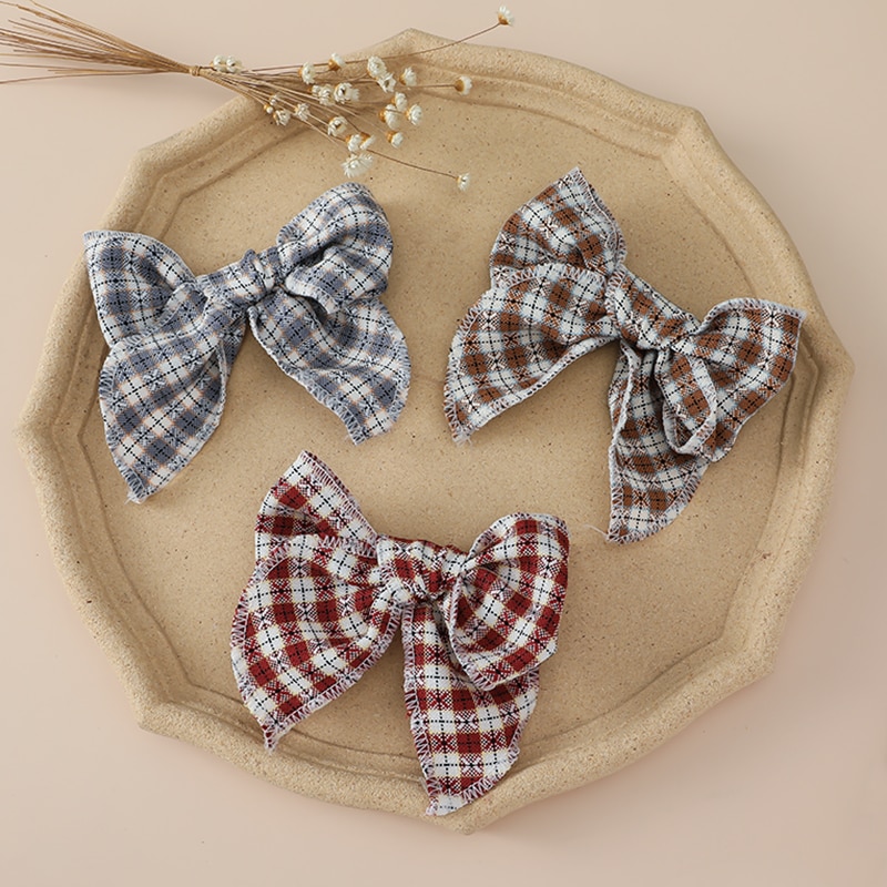 2Pcs Squared Girl Bows Hairpin Cotton Hooks Child Horsetail Hair Clips Baby Barette Kids Lovely Accessories Infant Ins Headwear