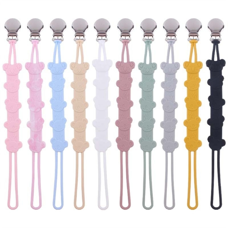 Silicone Pacifier Clip Koala Pattern Pacifier Clip Anti-Lost Soother Clip Baby Teether Metal Clips Nursling Accessory