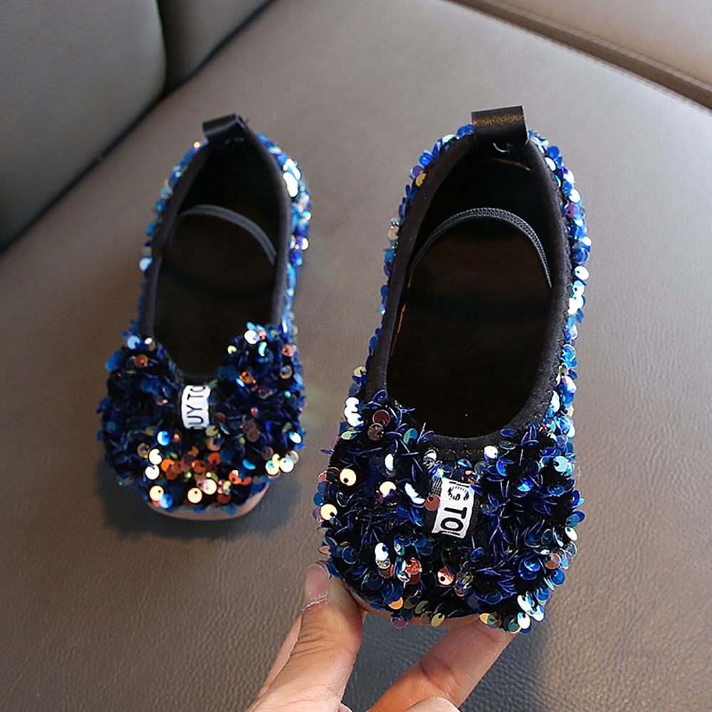 Summer Sandals For Girls Crystal Sequins Fashion Princess Children Shoes Non-slip Soft-soled Bow Princess Shoes Summer Sandals