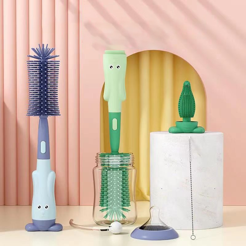 3pcs/lot Silicone Bottle Cleaning Brush Baby Pacifier Straw Scrubber Small Brush 360 Degree Glass Cup Washing Cleaning Tool Set