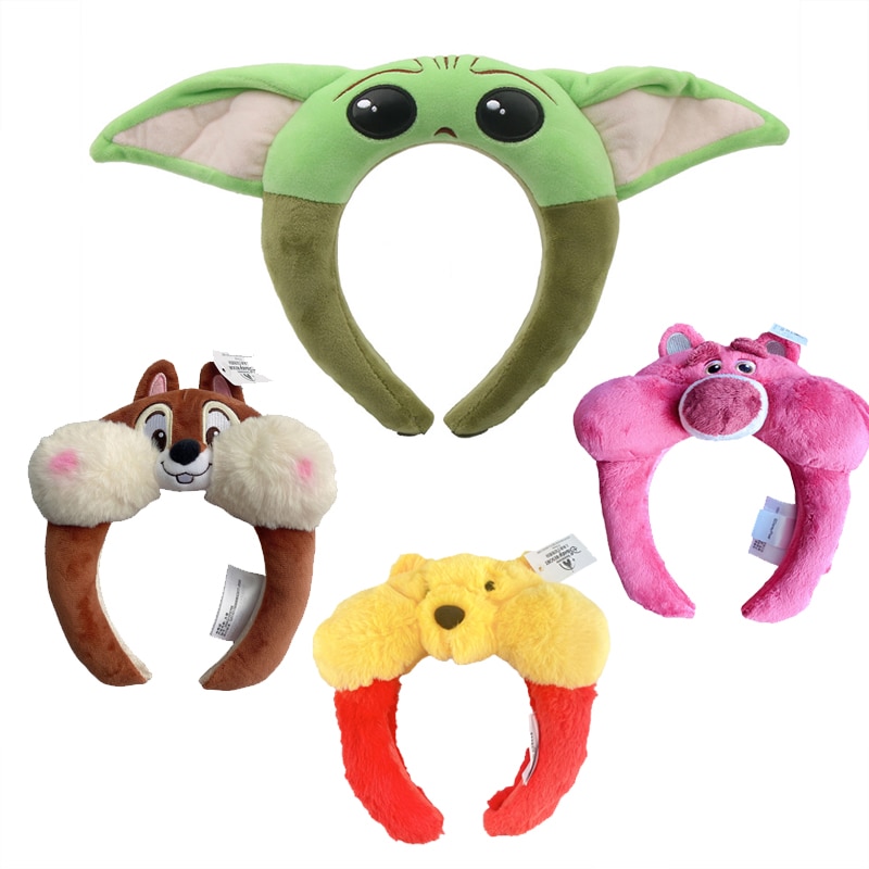 Disney Anime Lotso Bear Chip Judy Hopps Yoda Baby Stuffed Hairband Funny Wash Headband Cartoon Doll Hair Accessories Gift