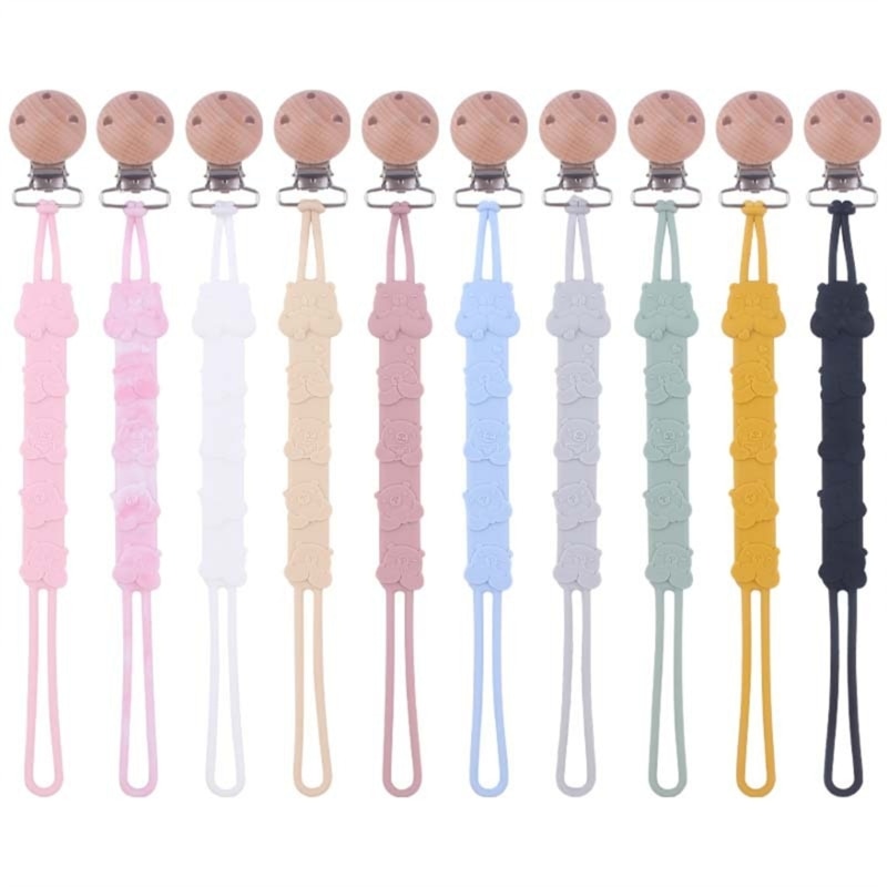 Cute Baby Pacifier Clips Silicone Infant Nipple Appease Soother Chain Gift