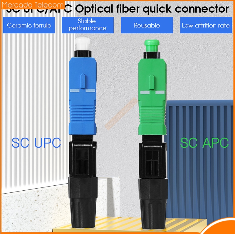 50/100pcs FTTH SC UPC/APC Single Mode Fiber Optic Fast Connector SC Quick Connector FTTH Tool Cold Connection Optical Adapter