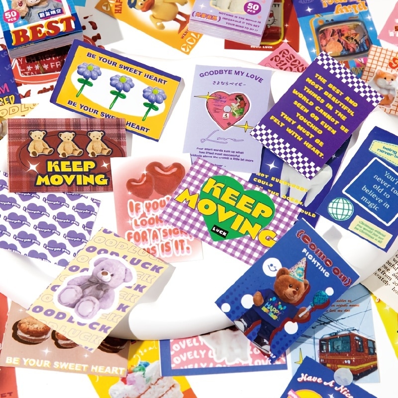 50 Sheets Cute Cartoon Animal Mini Paper Scrapbook Decorative Stickers for Journal DIY