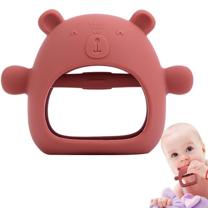 Baby Teether Food-grade Silicone Baby Teething Gel Lovely Bear Shape Anti-Drop Heat Resistant Mitten Teething Protecting Teeth
