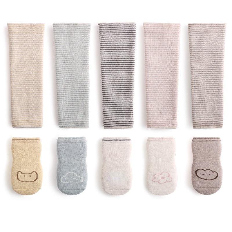 Baby Sock Knee High Leg Warmers for Infant Baby Boy Girl Korean Cute Floral Sock Winter Thick Warm Crawling Knee Pad for Toddler