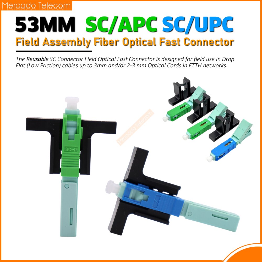 Best price SC APC UPC Fiber Optic Quick Connector SC FTTH Tool Cold Connector Tools 53MM SM Single-Mode Optical Fiber Connector