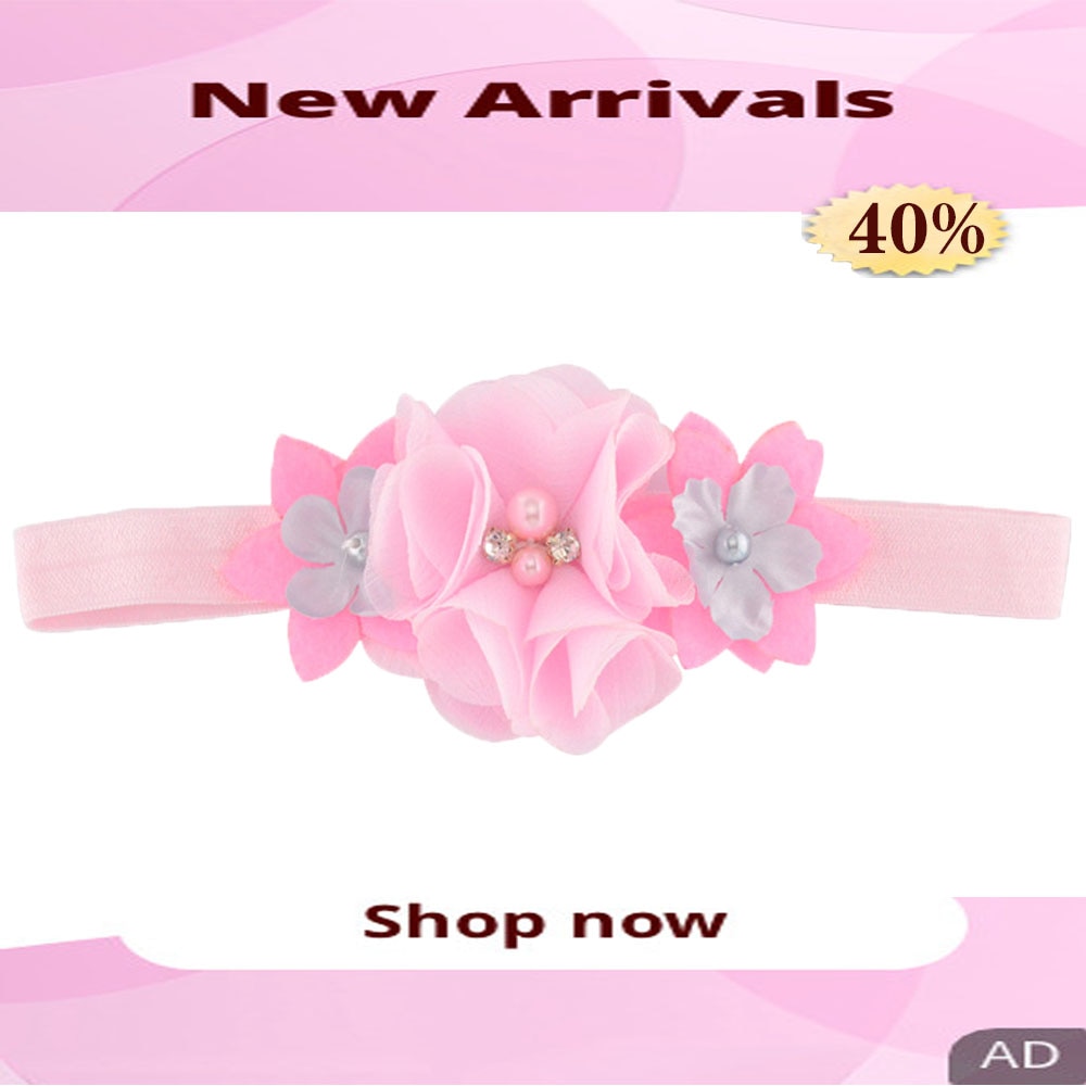 Hand Stitched Pearl Chiffon Flower Non-woven Small Flower Combination Elastic Headband Children's Hair Accessories Headband