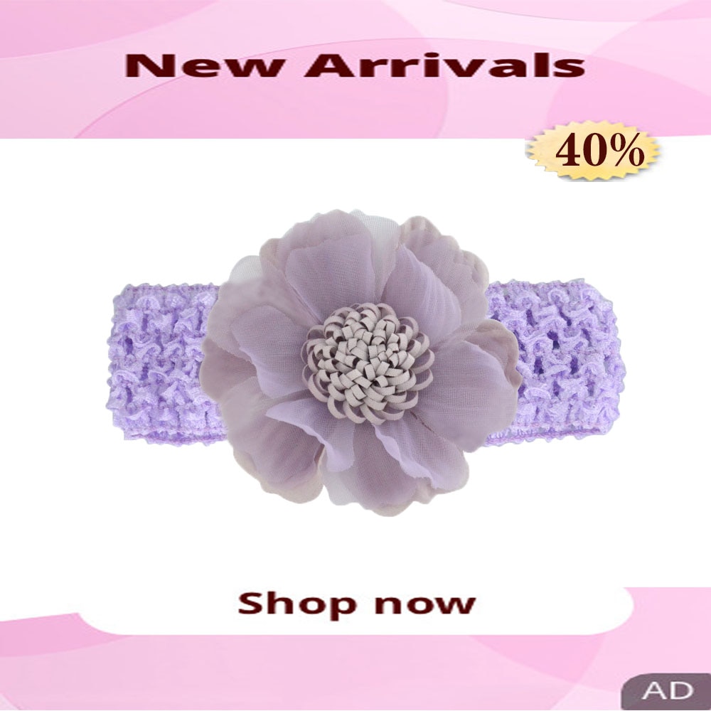 Children's Hair Accessories Microfiber Floral Core Mesh Yarn Flower Knitted Silk Hook Headband Baby Cute Hair Hoop Headwear