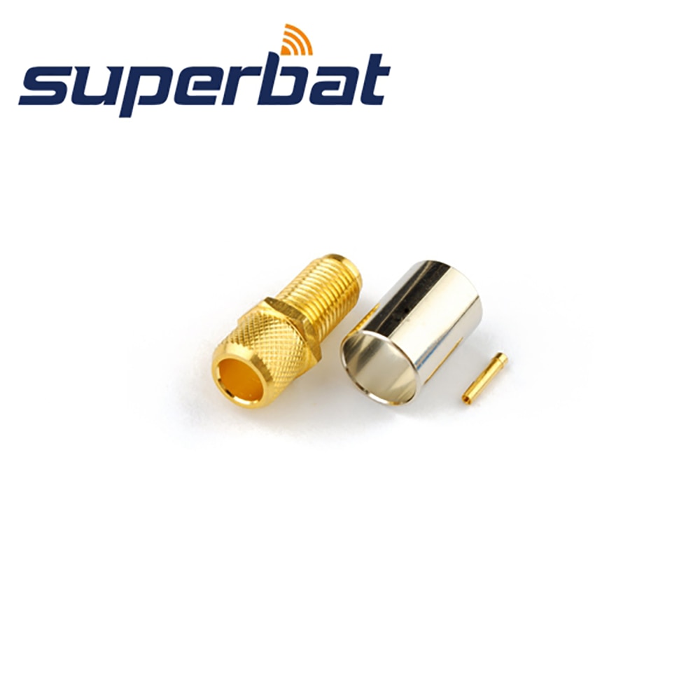 Superbat 10pcs SMA 50 Ohm Crimp Female Bulkhead RF Coaxial Connector for Cable LMR300