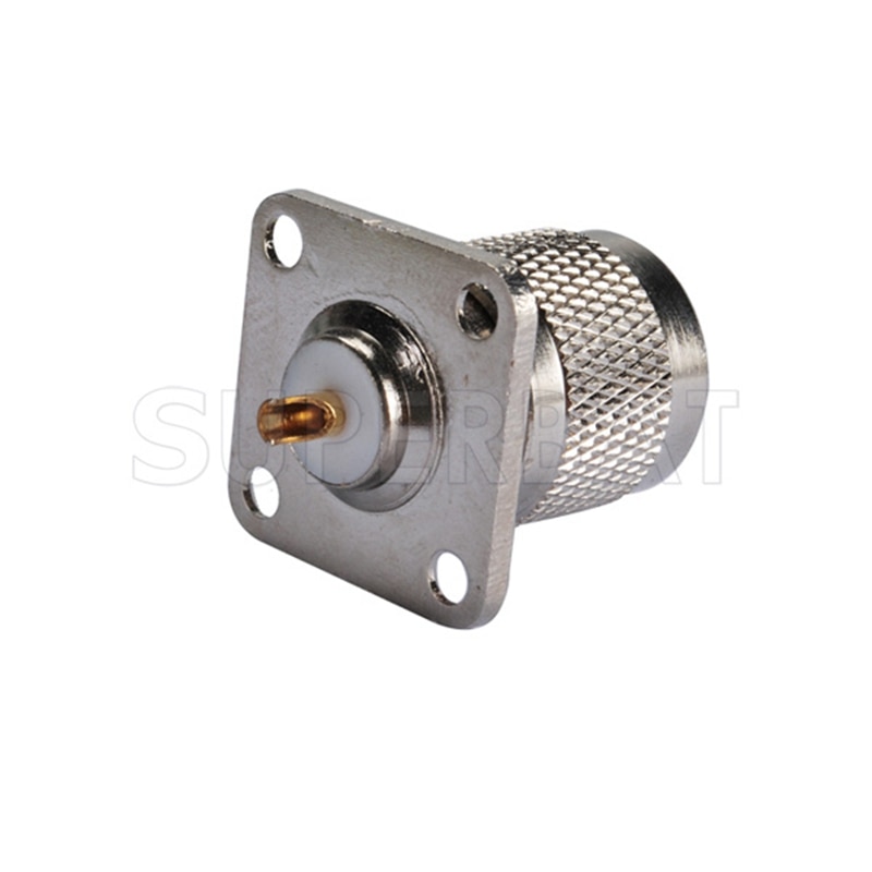 Superbat 10pcs N 4 Hole Panel Mount Male with Solder Cup RF Coaxial Connector