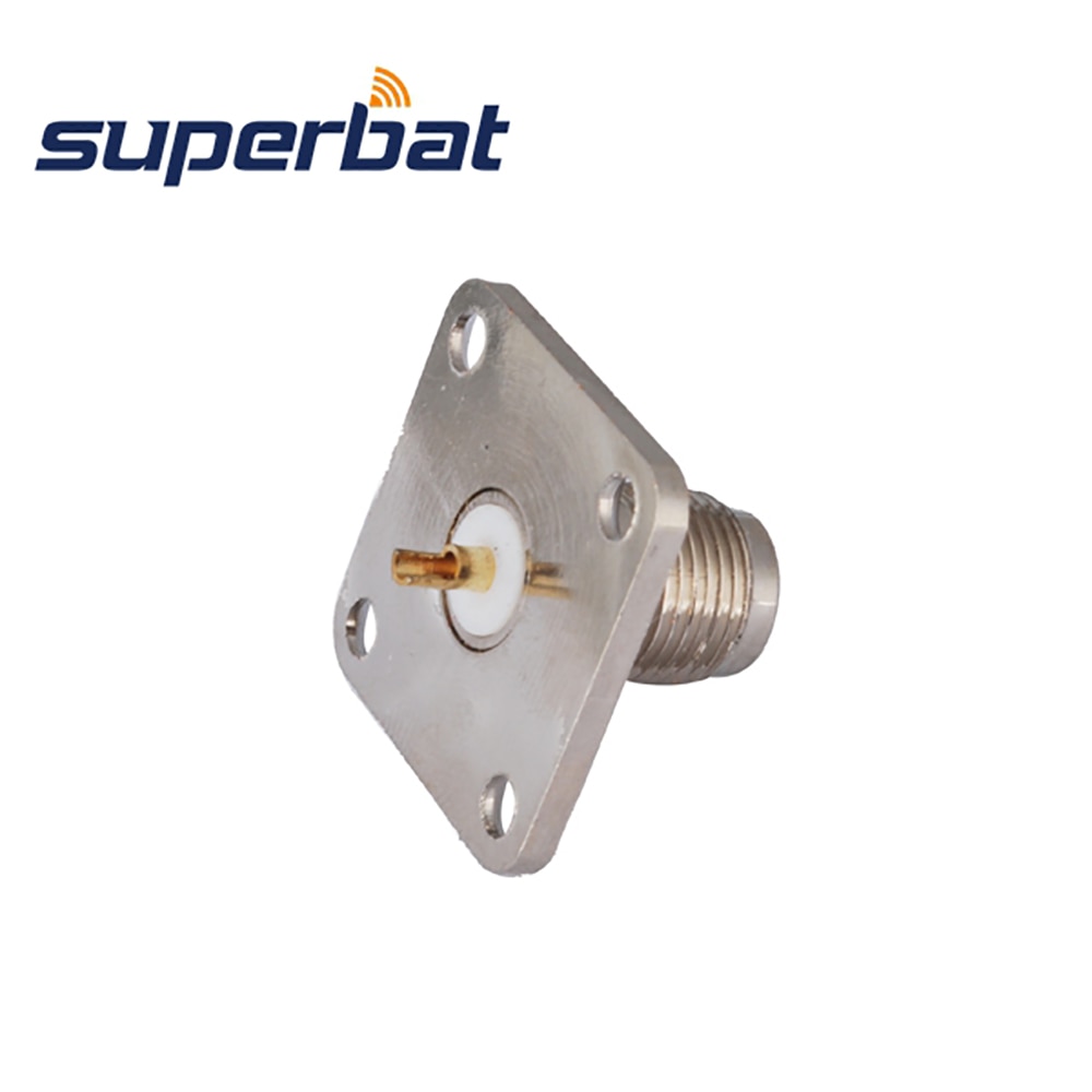 Superbat 10pcs TNC 4 Hole Panel Mount Female with Solder Cup Wide Flange RF Coaxial Connector