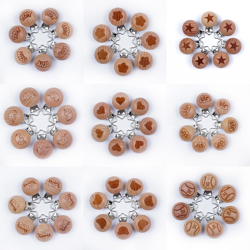 10Pcs/Lot Wooden Pacifier Clip Beech Wood Clips Chewable Teething for DIY Dummy Clip Chain Baby Teether Nursing Accessories