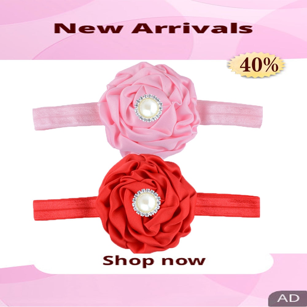 Girl's Headdress Children's Headband Satin Rose Cloth Art Flower Bud Plus Drill Baby Baby Headband Newborn Photography