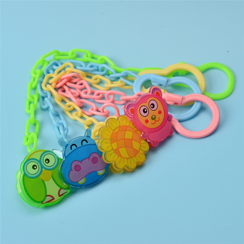 Candy Color Cute Baby Anti Lost Plastic Feeding Convenient Animal Pacifier Clip Chain