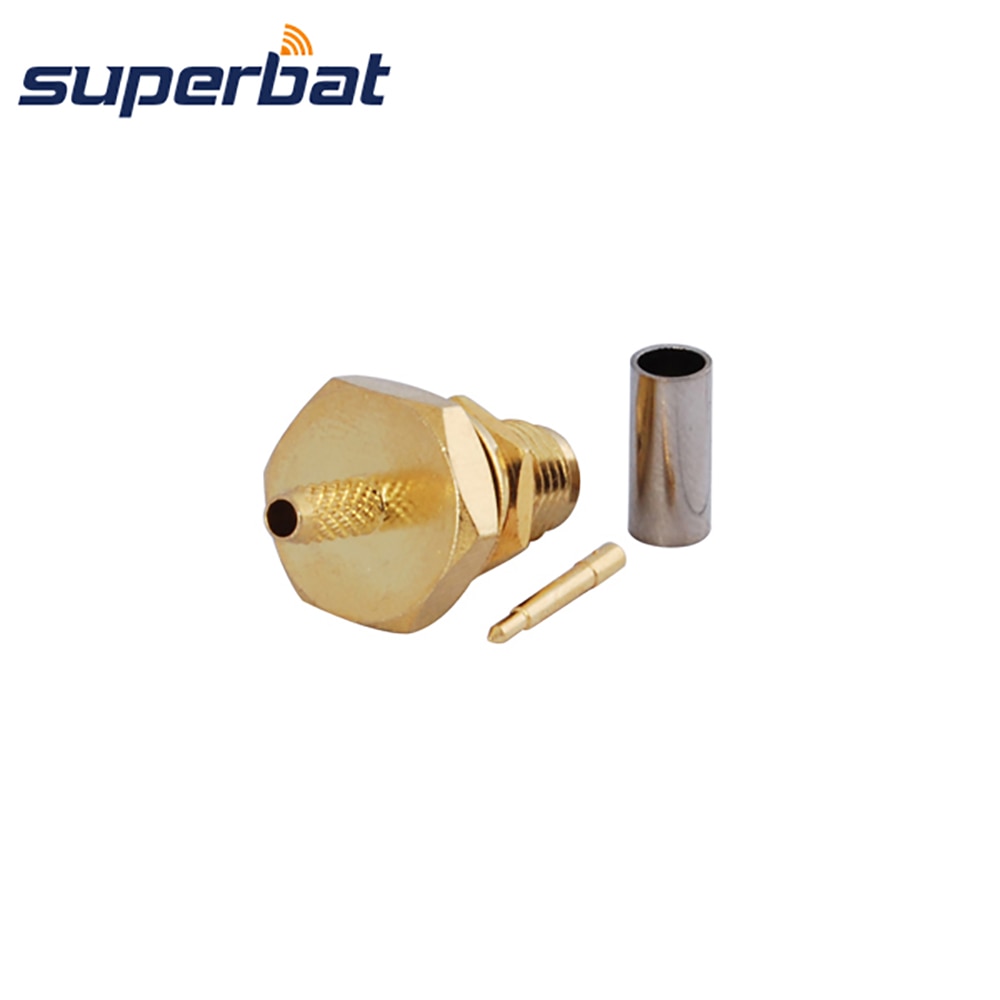 Superbat RP-SMA Crimp Jack(male pin) Bulkhead O-ring Coaxial Connector for Cable RG316 RG174 LMR100