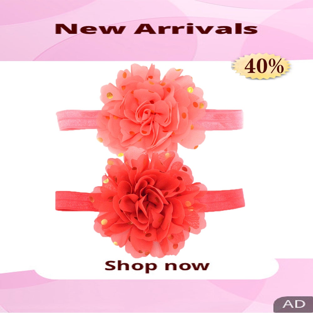 Children's Baby Hair Accessories Headband Hot Chiffon Gold Polka Dot Cloth Art Three-dimensional Flower Hair Headwear