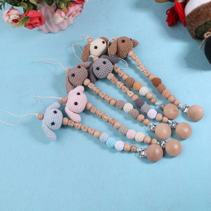 Pacifier Holder and Leash Handmade Braided Pacifier Clip and Chain for Babies P31B