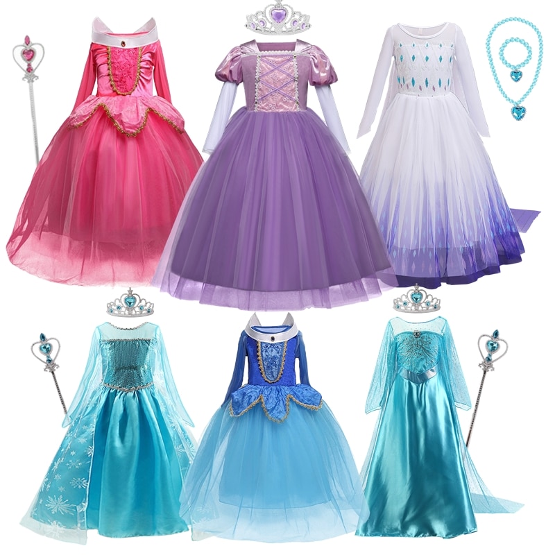 Cosplay Princess Costumes for Girls 2023 Rapunzel Role Disguise Wearing Kids Carnival Dressing Up Evening Party Fancy Vestidos