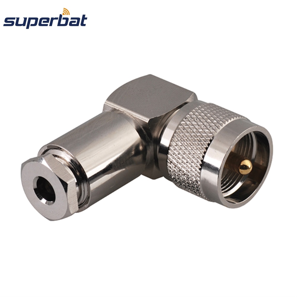 Superbat 10pcs UHF Clamp Male Right Angle Connector for RG58 LMR195 Cable