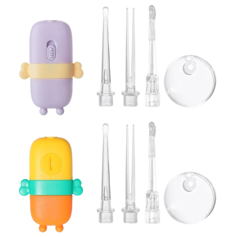 Led Ear Pick Newborn LED Ear Wax Removal Kit with LED Light and Storage Box Earwax Cleaner Spoon for Children