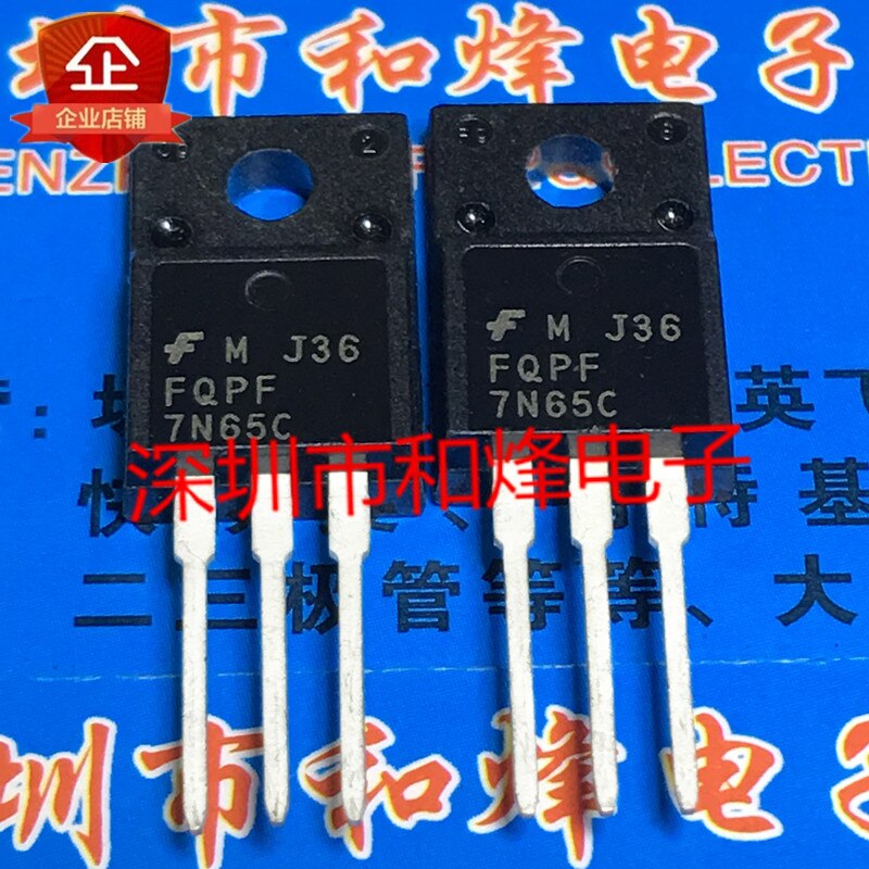 30pcs original new FQPF7N65C TO-220F 7A 650V