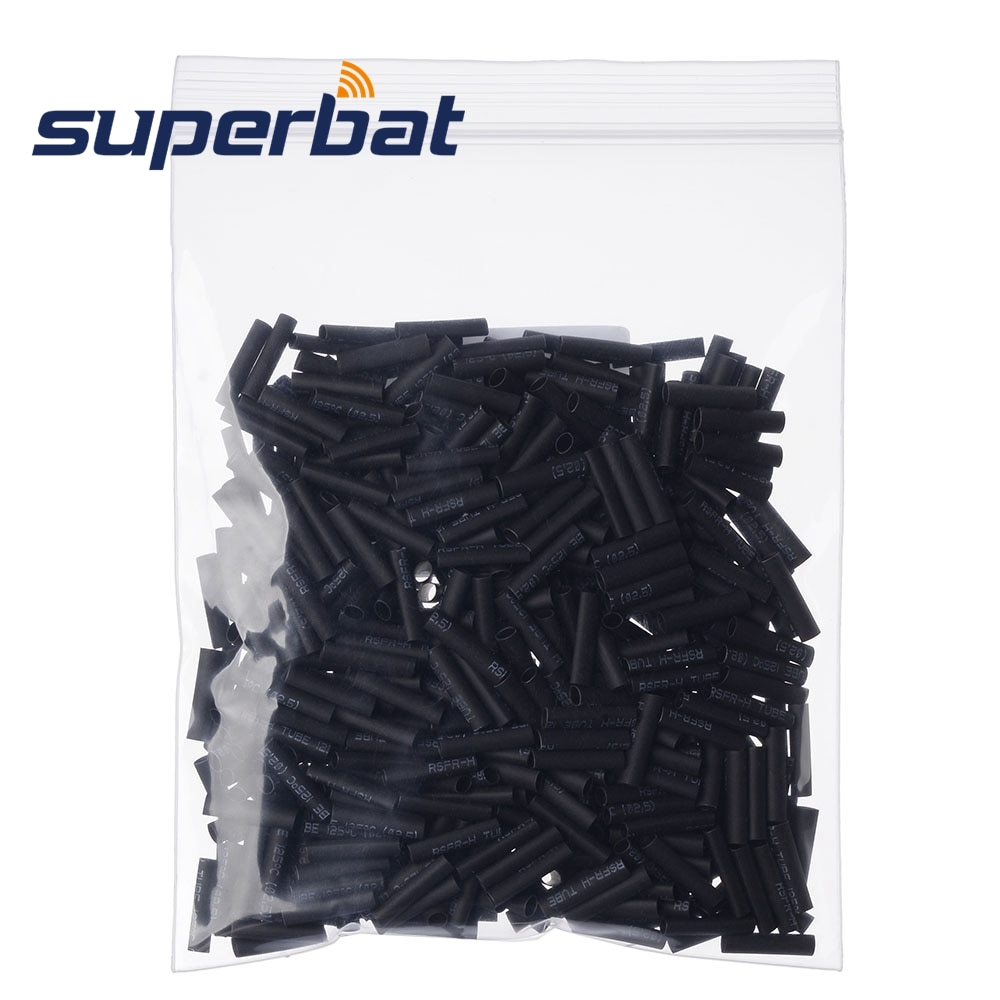 Superbat 100pcs Wire Wrap Sleeve 2.5 mm Dia 16 mm Long Heat Shrink Tubing Black for RG178 Cable