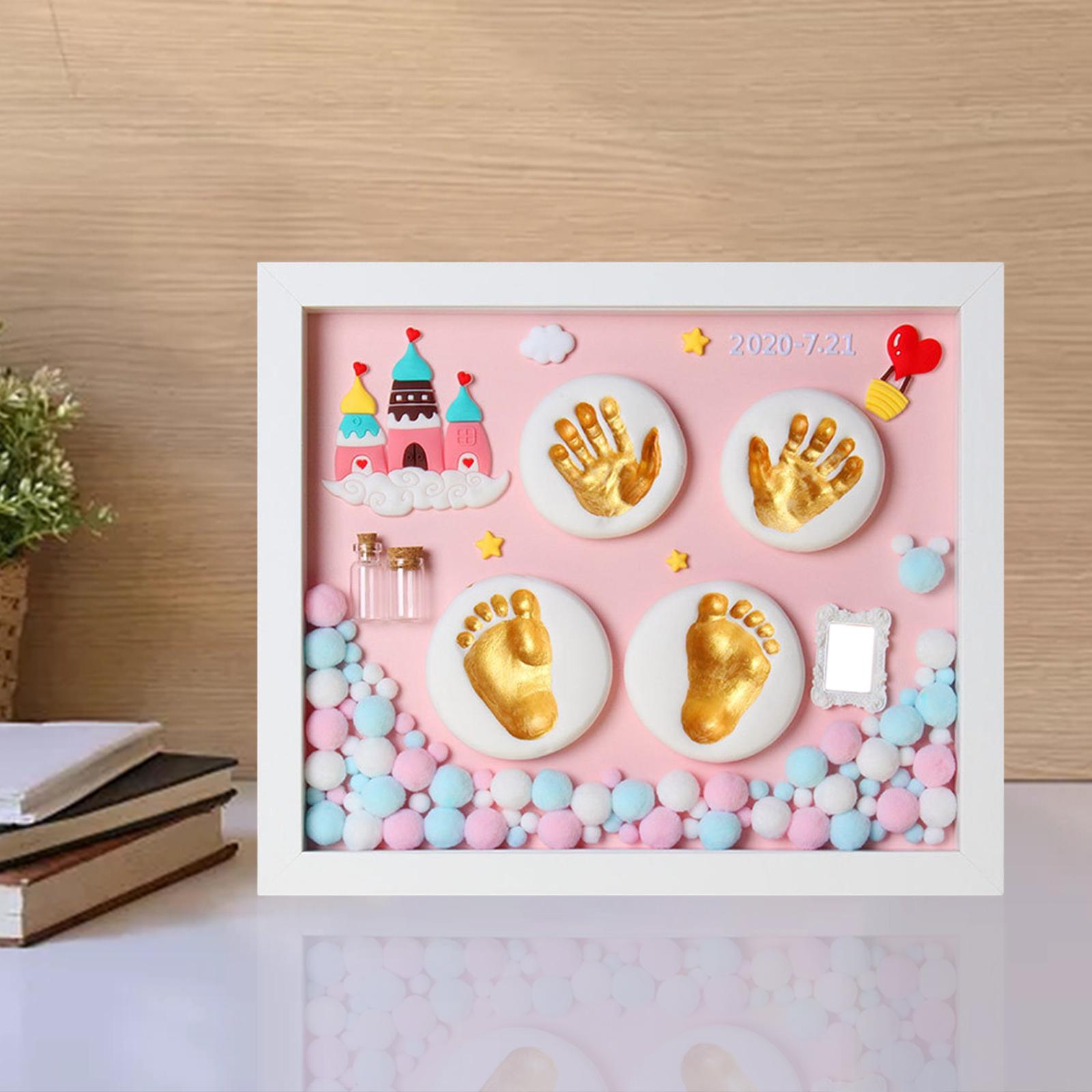 Baby Picture Photo Frame Footprint Handprint Nursery Room 12inch Wood Photo